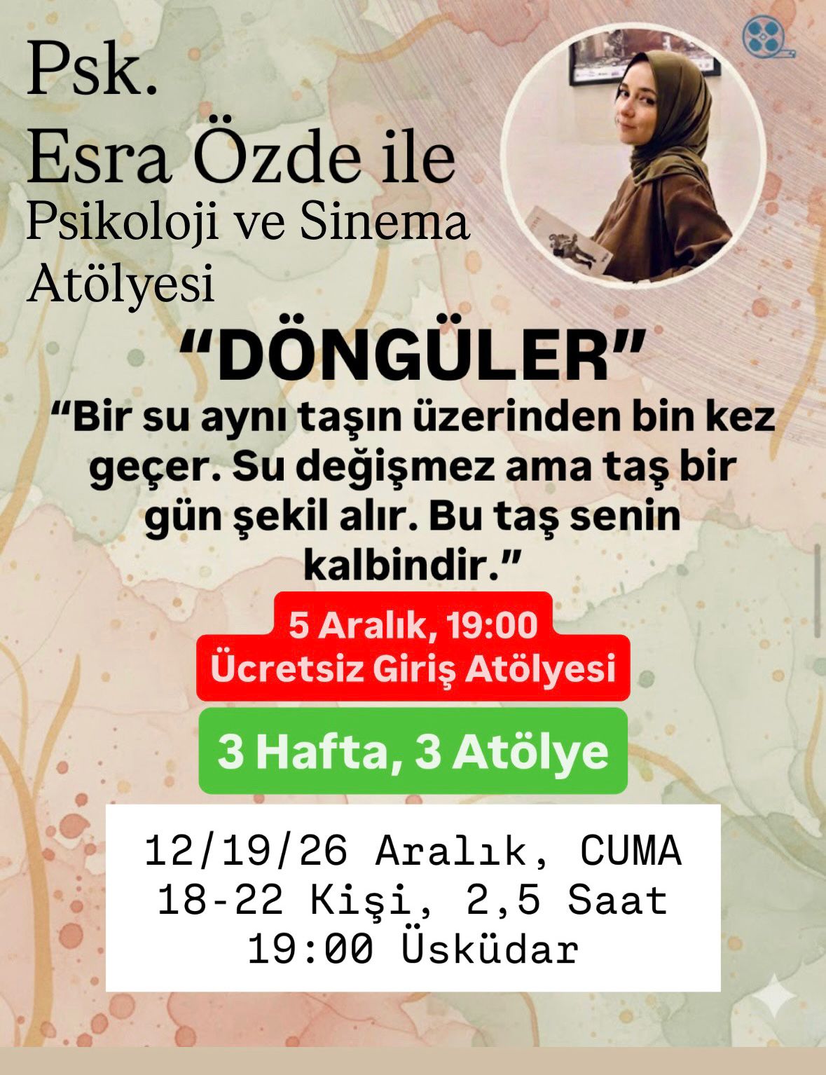 Psk. Esra Özde ile Psikoloji ve Sinema Atölyesi: Döngüler